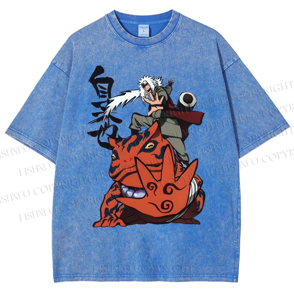 Unisex Jiraiya Gamabunta Printed Washed Tee