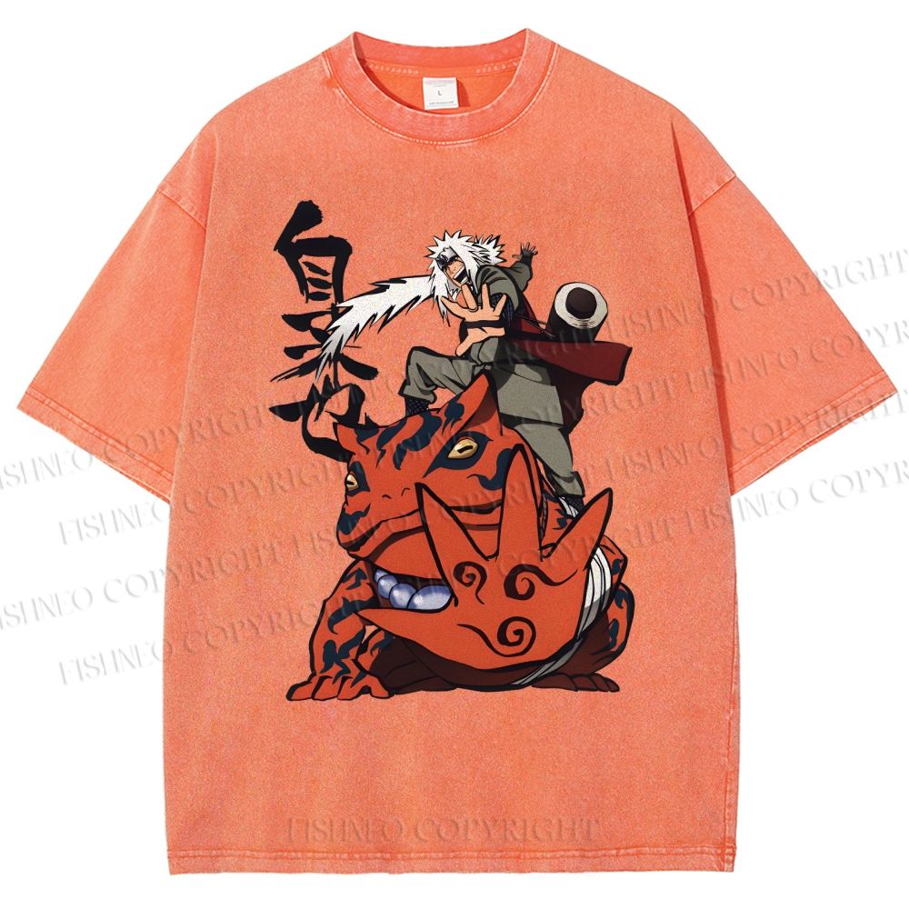 Unisex Jiraiya Gamabunta Printed Washed Tee