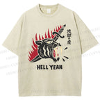Unisex Hell Tiger Printed Washed Tee