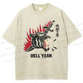 Unisex Hell Tiger Printed Washed Tee