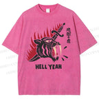 Unisex Hell Tiger Printed Washed Tee