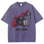 Unisex Hell Tiger Printed Washed Tee