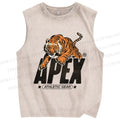 Unisex Apex Tiger Printed Washed Tank Top