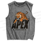 Unisex Apex Tiger Printed Washed Tank Top