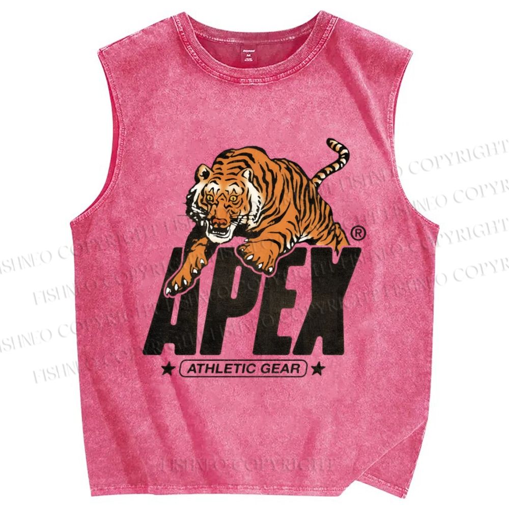 Unisex Apex Tiger Printed Washed Tank Top