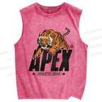 Unisex Apex Tiger Printed Washed Tank Top