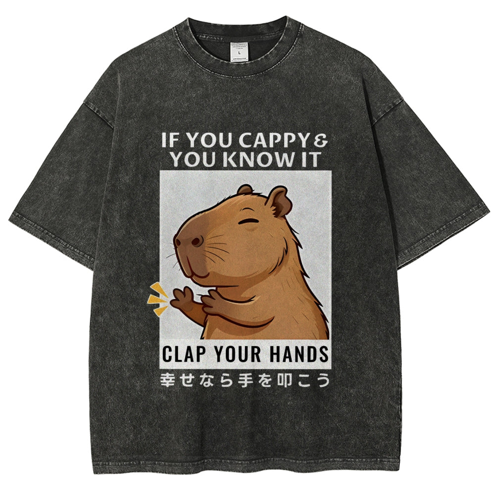 Capybara Vintage Wash Japanese Design T-Shirt