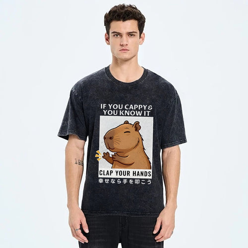 Capybara Vintage Wash Japanese Design T-Shirt