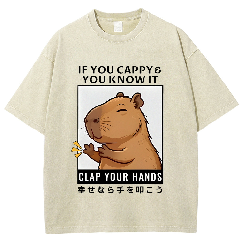 Capybara Vintage Wash Japanese Design T-Shirt