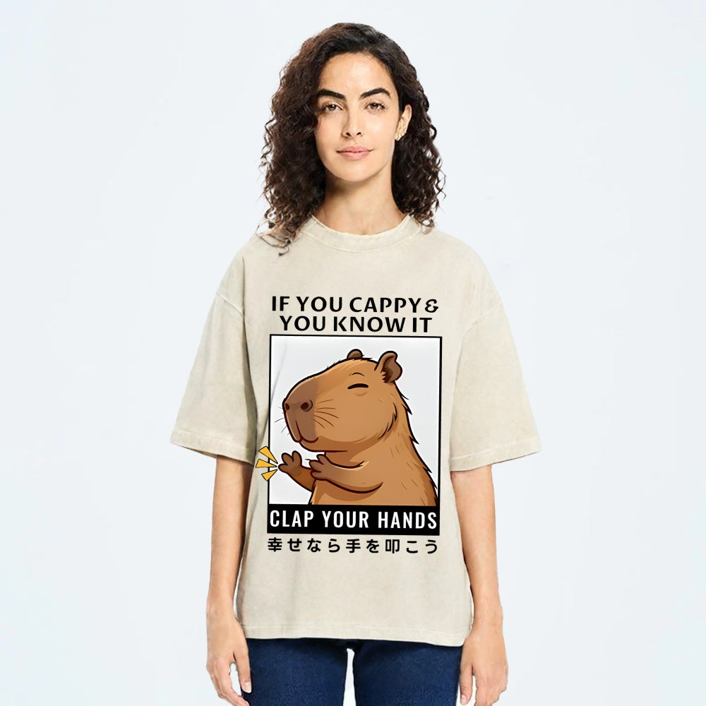 Capybara Vintage Wash Japanese Design T-Shirt