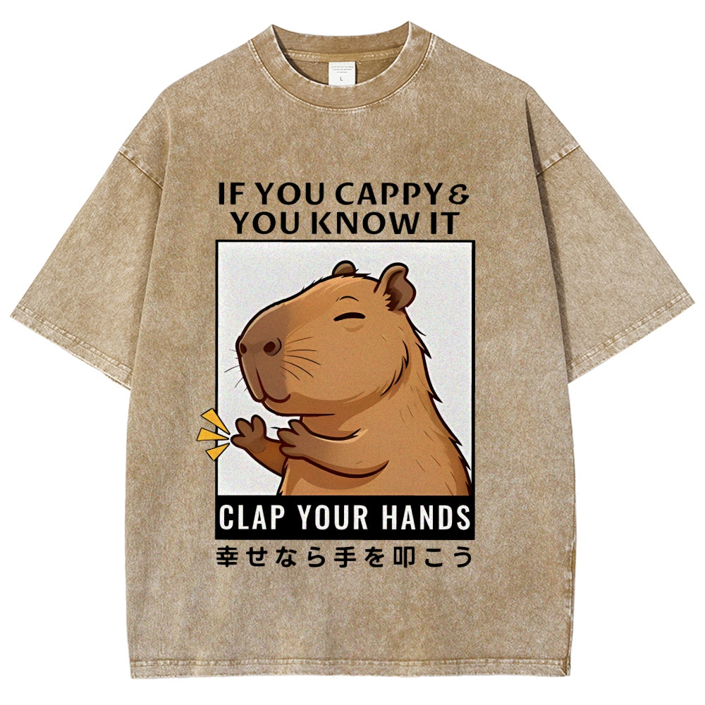 Capybara Vintage Wash Japanese Design T-Shirt
