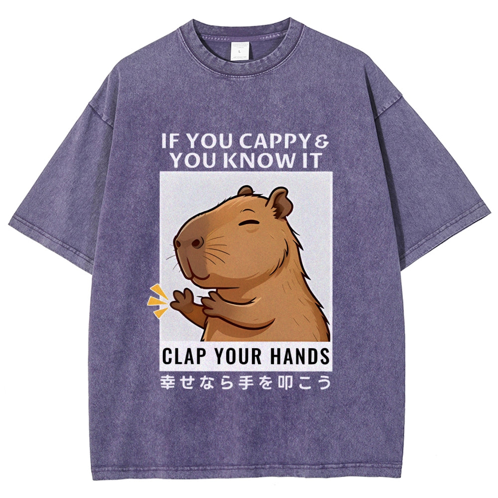 Capybara Vintage Wash Japanese Design T-Shirt