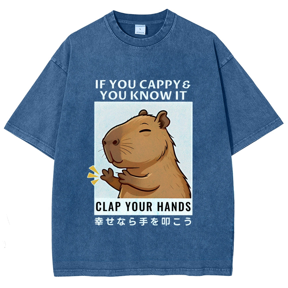 Capybara Vintage Wash Japanese Design T-Shirt