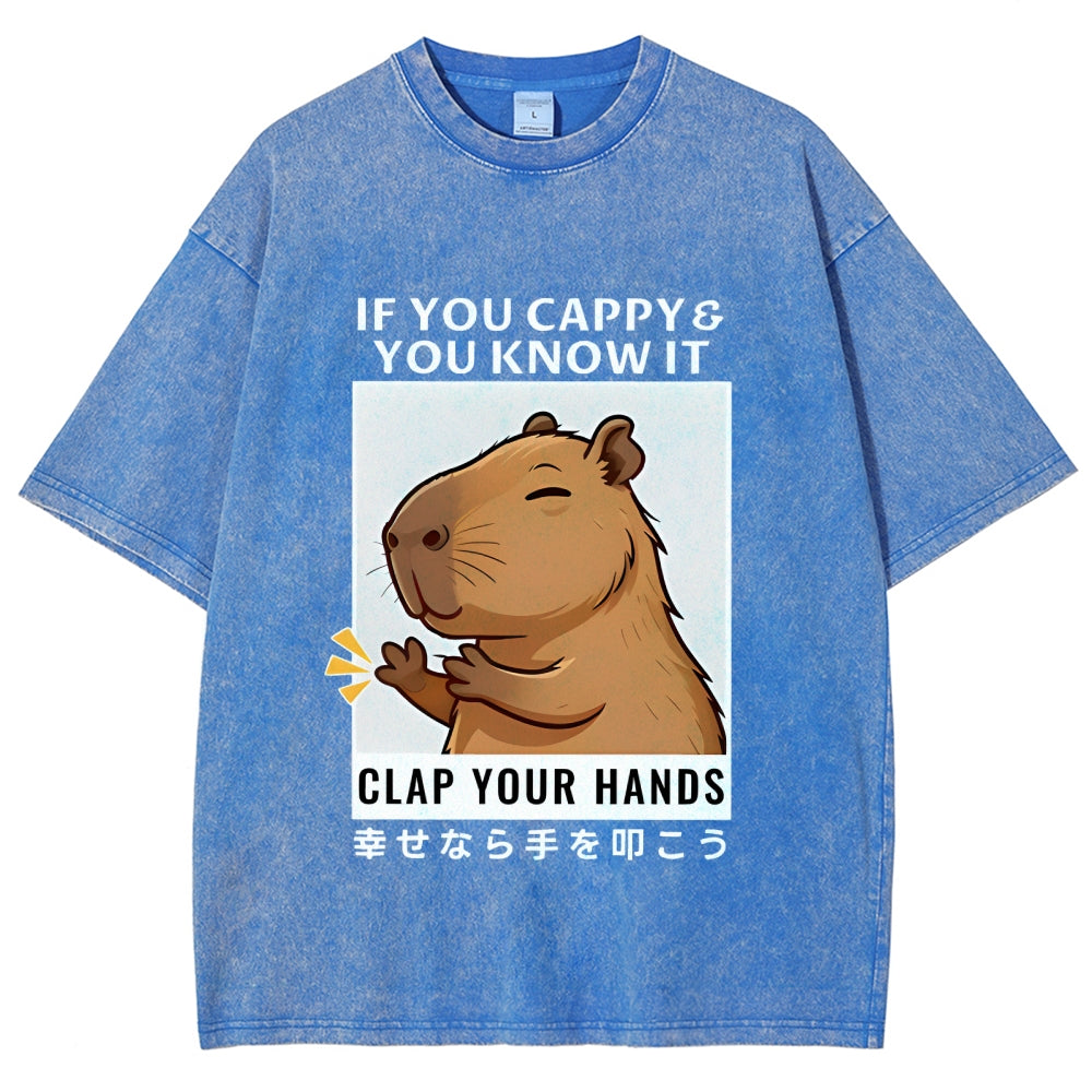 Capybara Vintage Wash Japanese Design T-Shirt