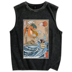Japanese Ukiyo-e style anime painting Vintage Distressed Washed Tank Top