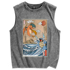 Japanese Ukiyo-e style anime painting Vintage Distressed Washed Tank Top