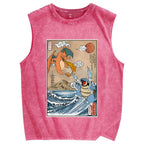 Japanese Ukiyo-e style anime painting Vintage Distressed Washed Tank Top