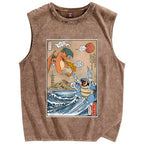 Japanese Ukiyo-e style anime painting Vintage Distressed Washed Tank Top