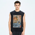 Japanese Ukiyo-e style anime painting Vintage Distressed Washed Tank Top