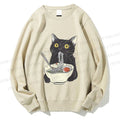 Unisex Vintage Cat Having Noodle Printed Sweatshirt