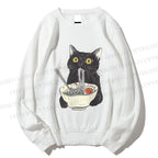 Unisex Vintage Cat Having Noodle Printed Sweatshirt