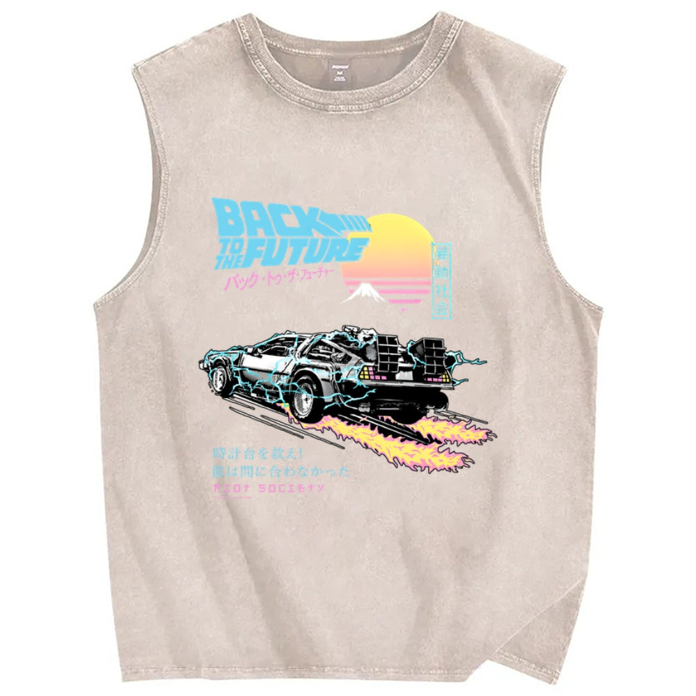 Back to the Future Kanji Vintage Distressed Washed Tank Top