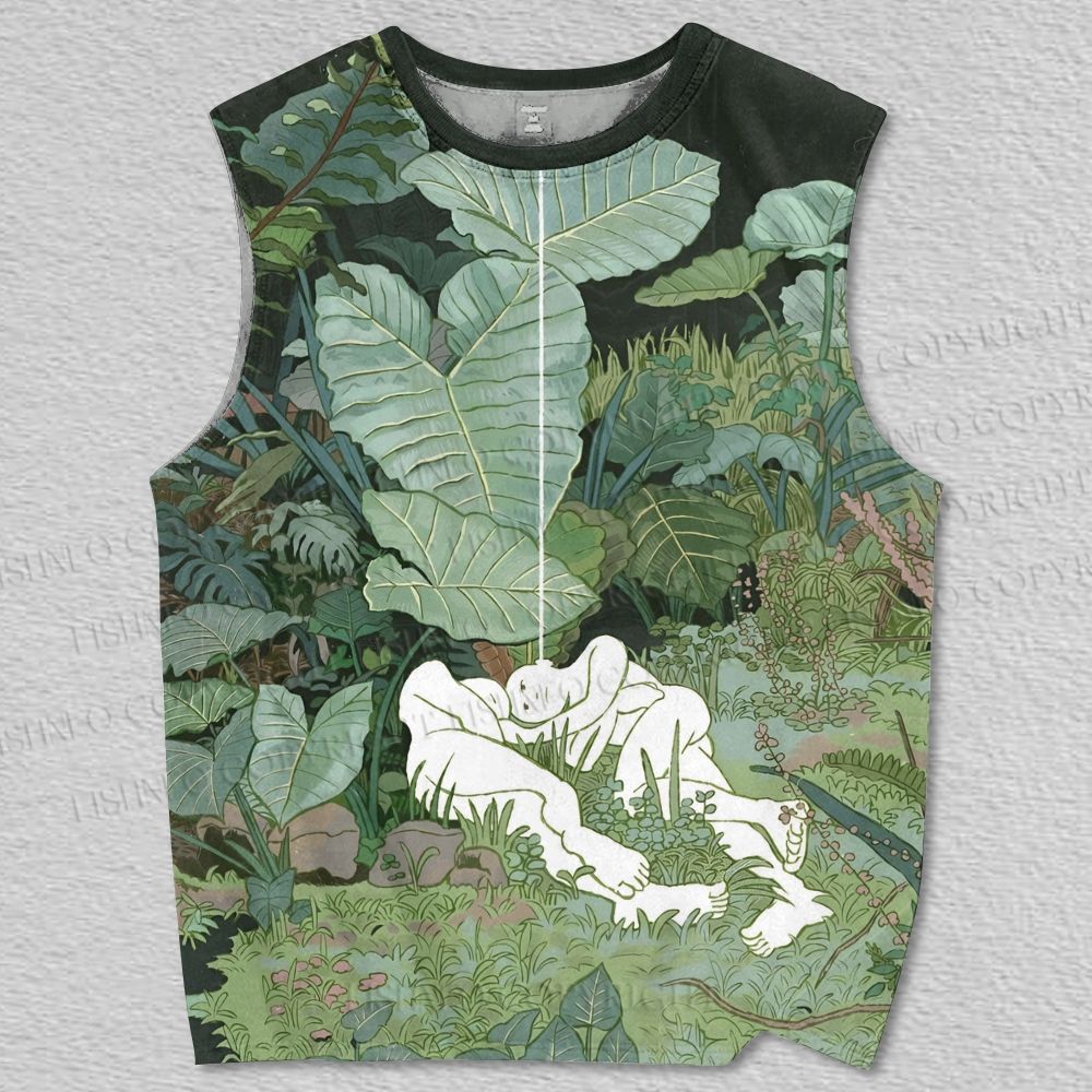 Unisex Lying in Wood Printed Tank Top