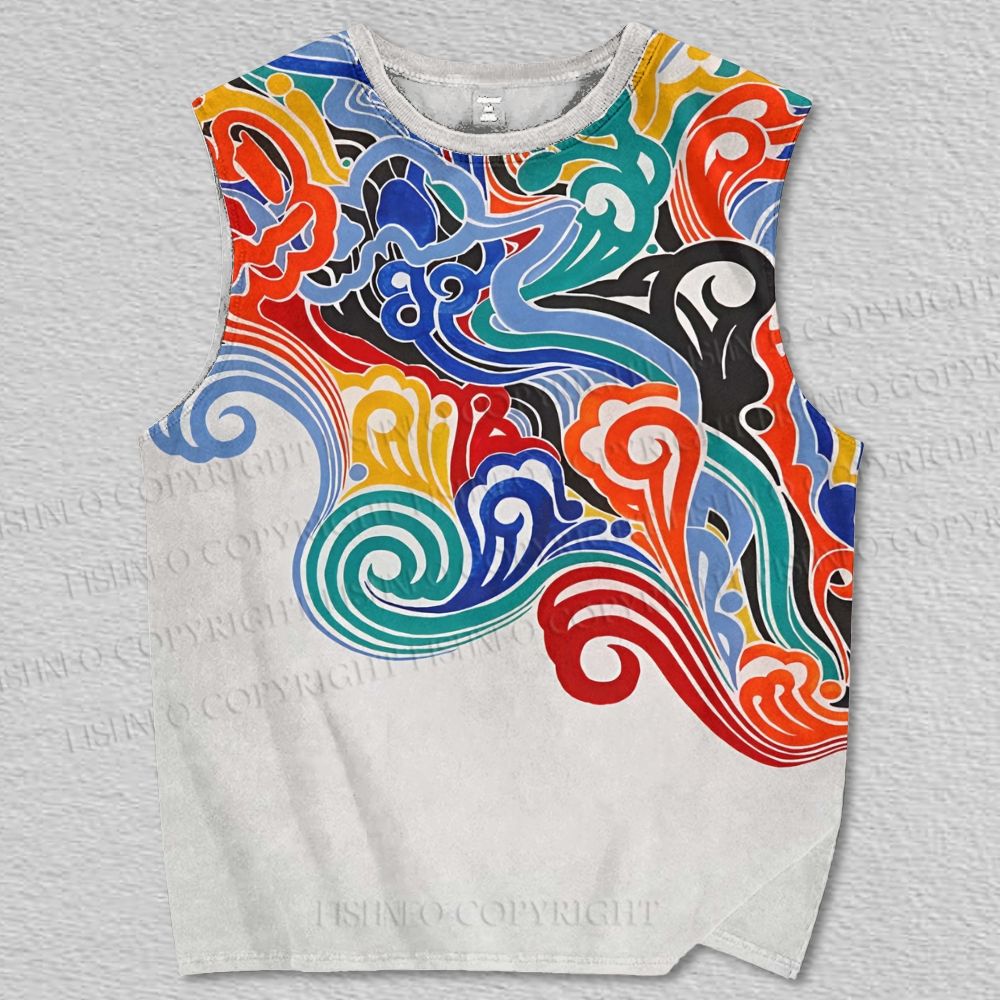 Unisex Rainbow Wave Printed Tank Top