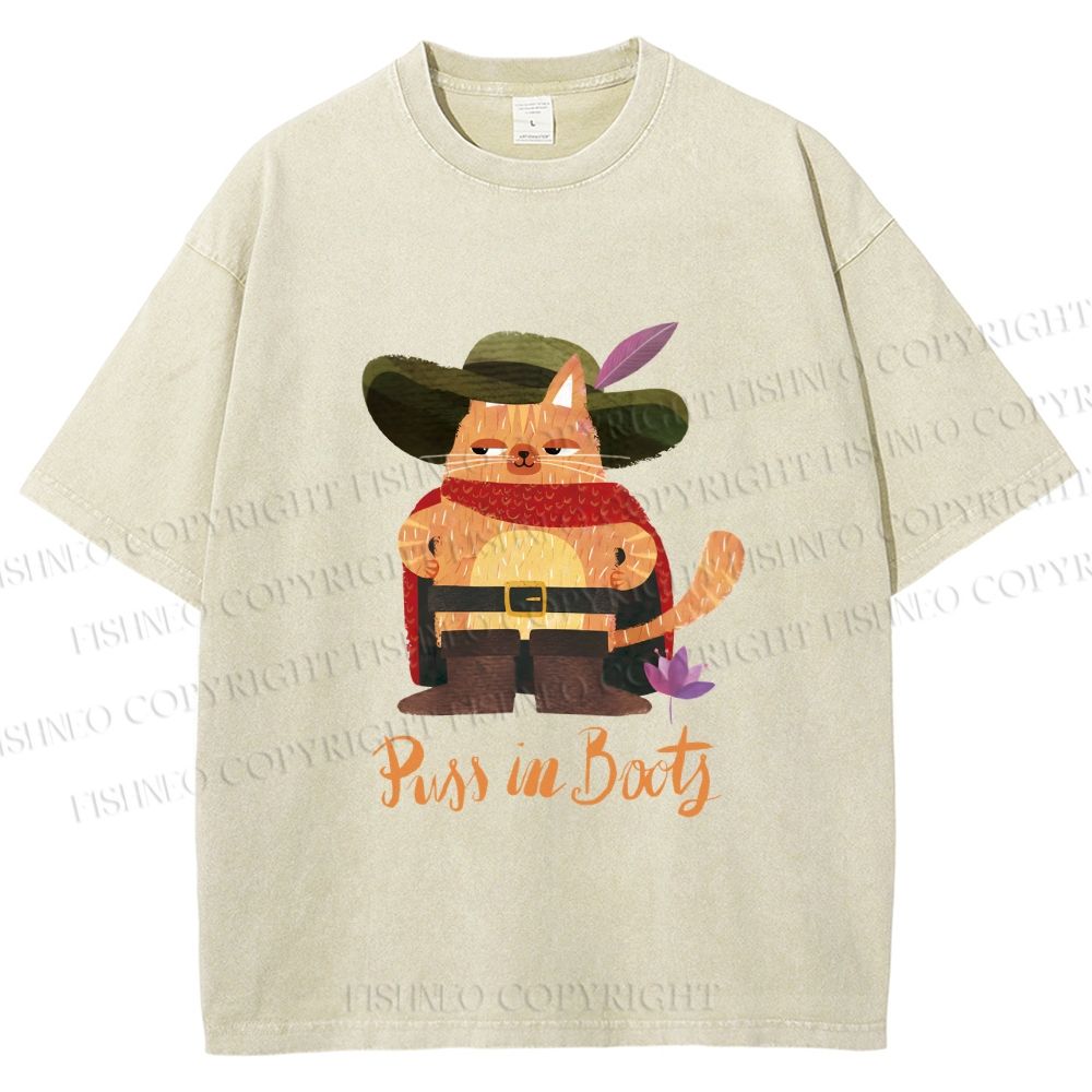 Unisex Cowboy Cat Pussy in Booty Printed Washed Tee