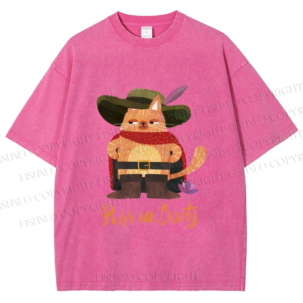 Unisex Cowboy Cat Pussy in Booty Printed Washed Tee