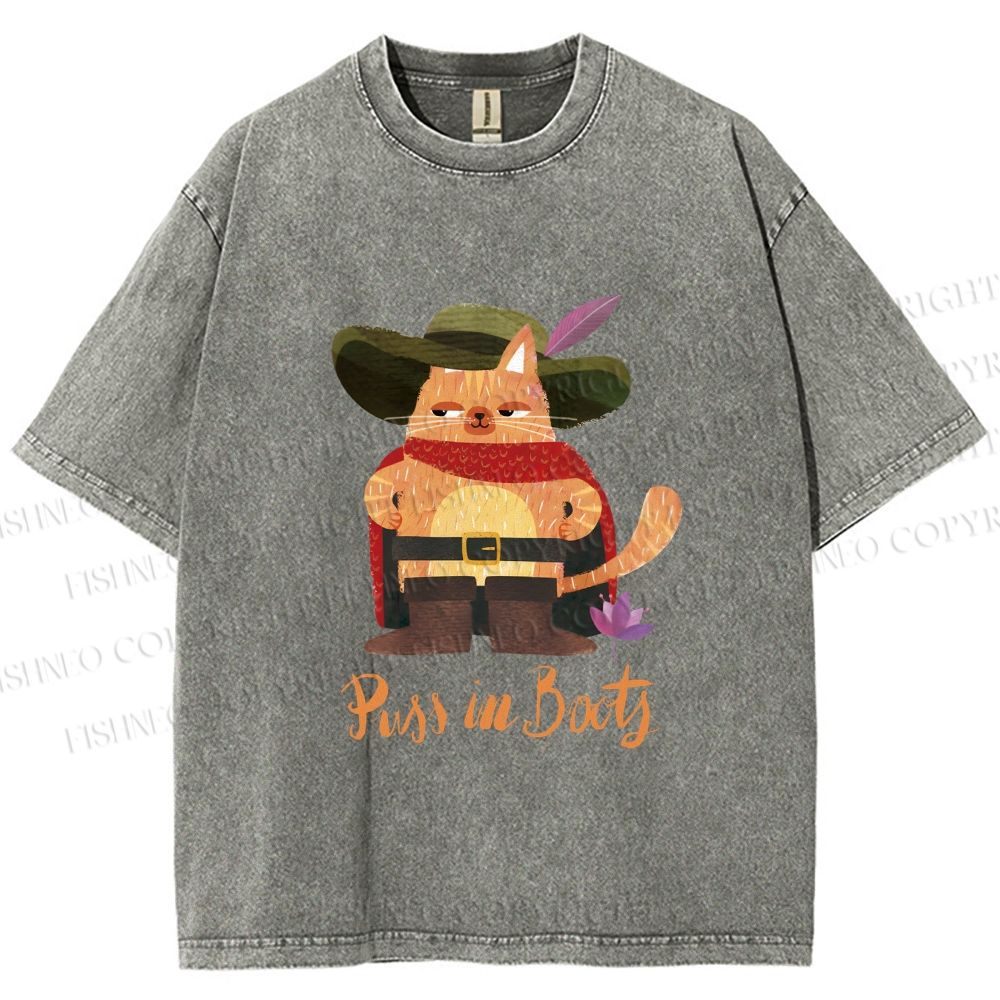 Unisex Cowboy Cat Pussy in Booty Printed Washed Tee