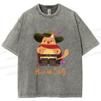 Unisex Cowboy Cat Pussy in Booty Printed Washed Tee