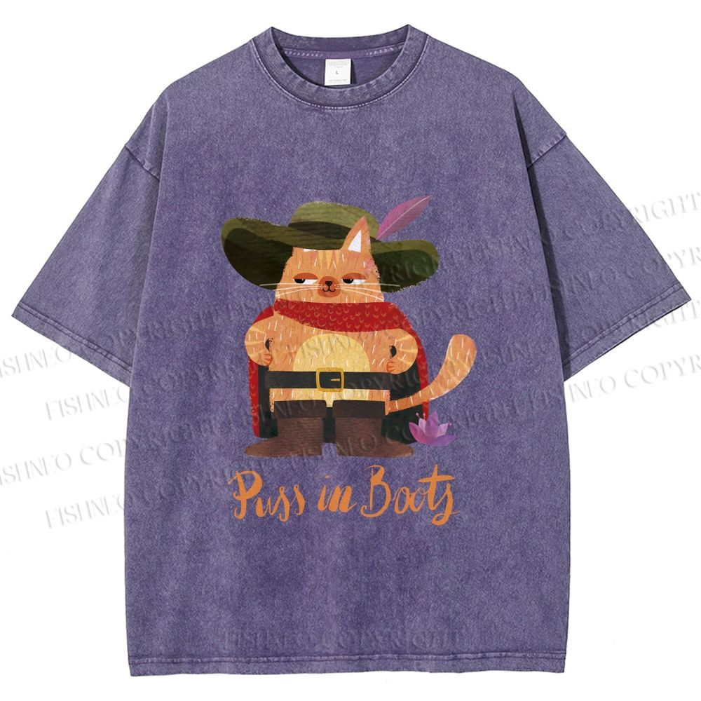 Unisex Cowboy Cat Pussy in Booty Printed Washed Tee