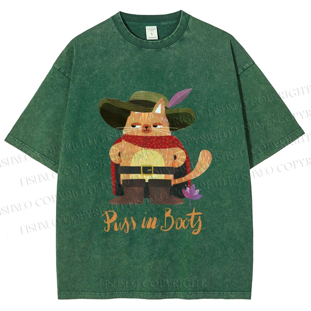 Unisex Cowboy Cat Pussy in Booty Printed Washed Tee