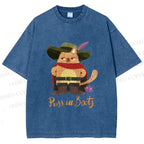 Unisex Cowboy Cat Pussy in Booty Printed Washed Tee
