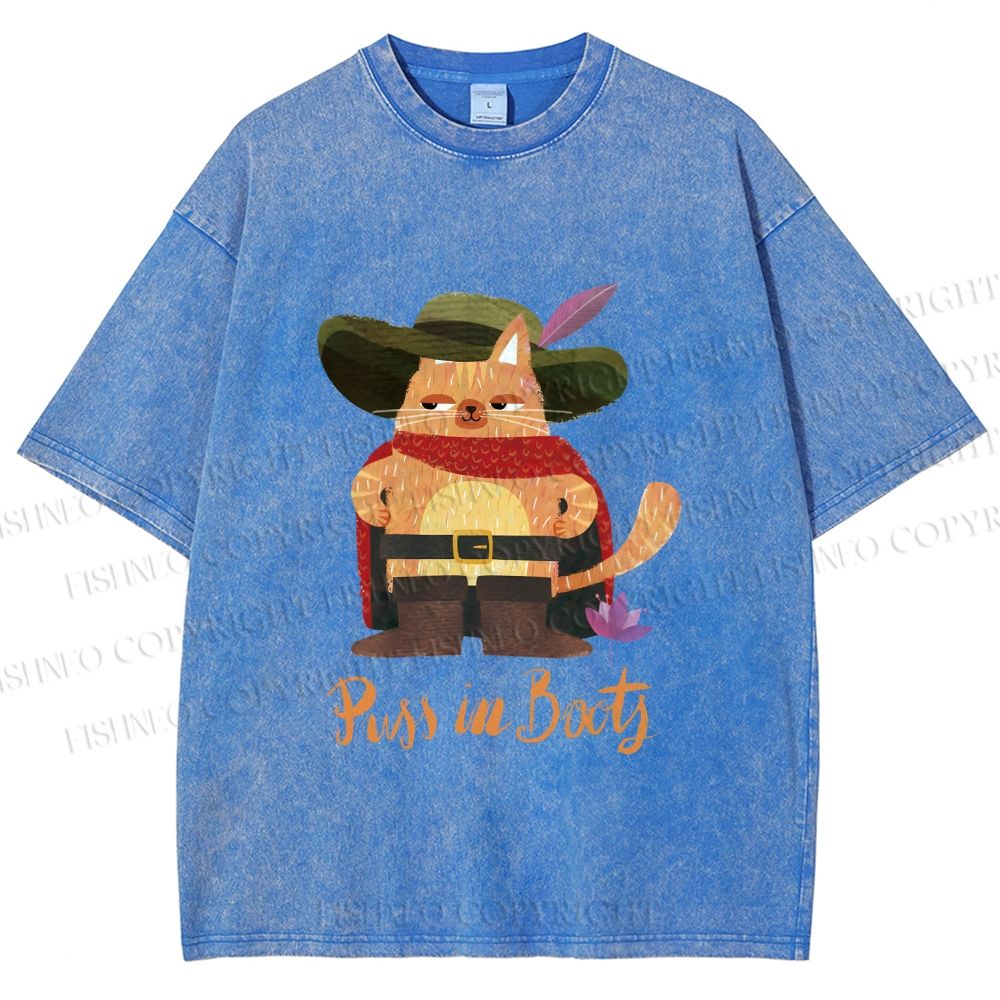 Unisex Cowboy Cat Pussy in Booty Printed Washed Tee