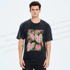 Unisex Caladium Printed Washed Tee