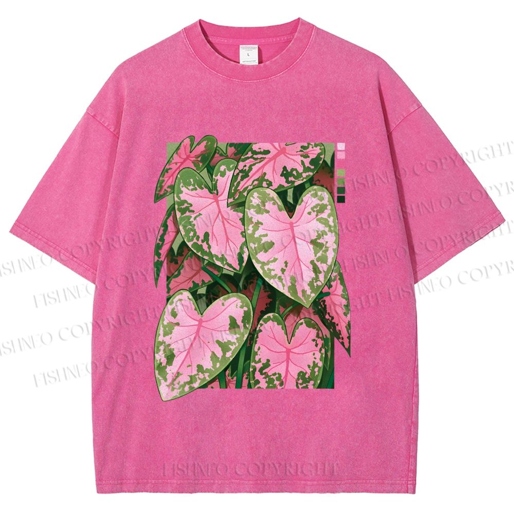 Unisex Caladium Printed Washed Tee