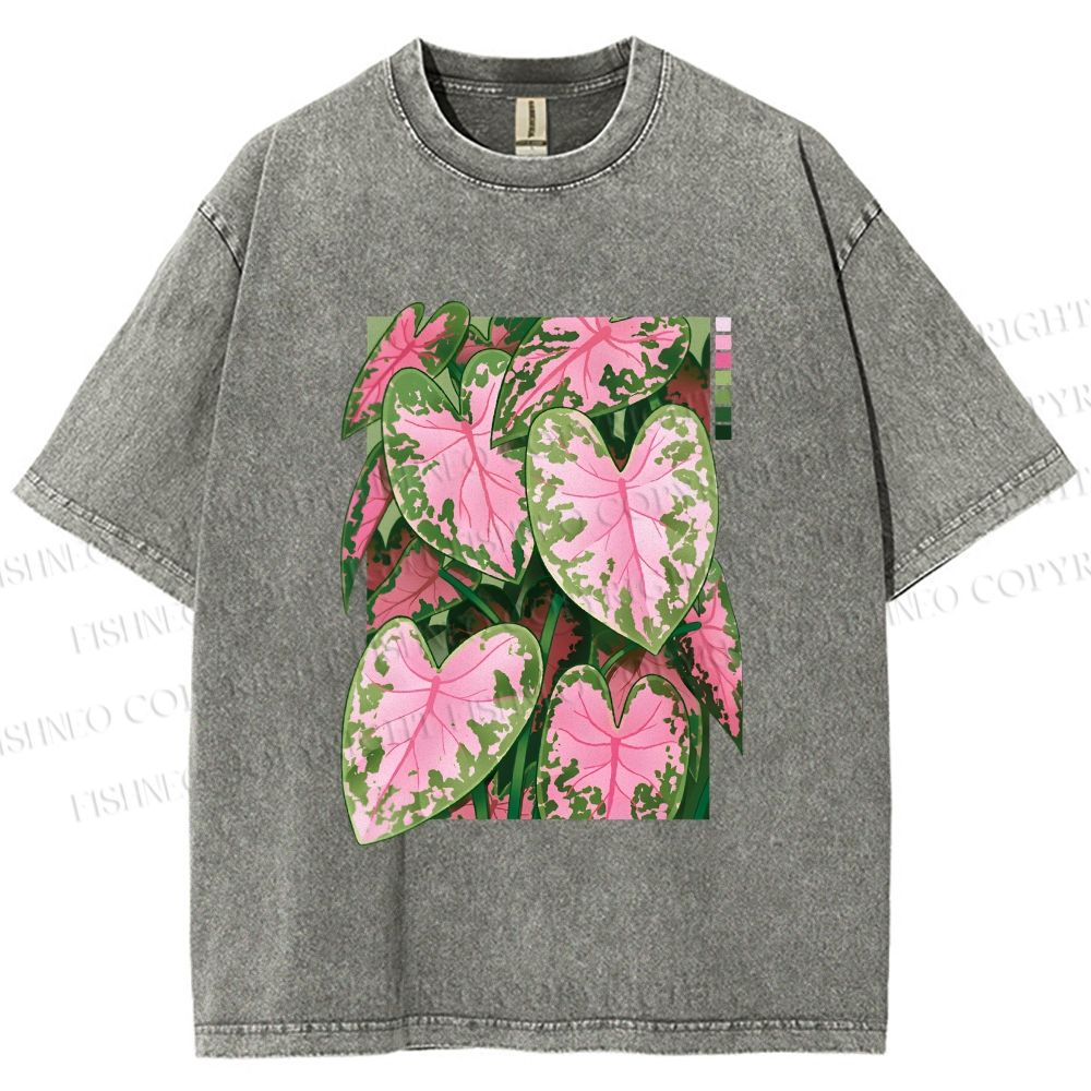 Unisex Caladium Printed Washed Tee