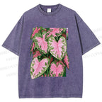 Unisex Caladium Printed Washed Tee