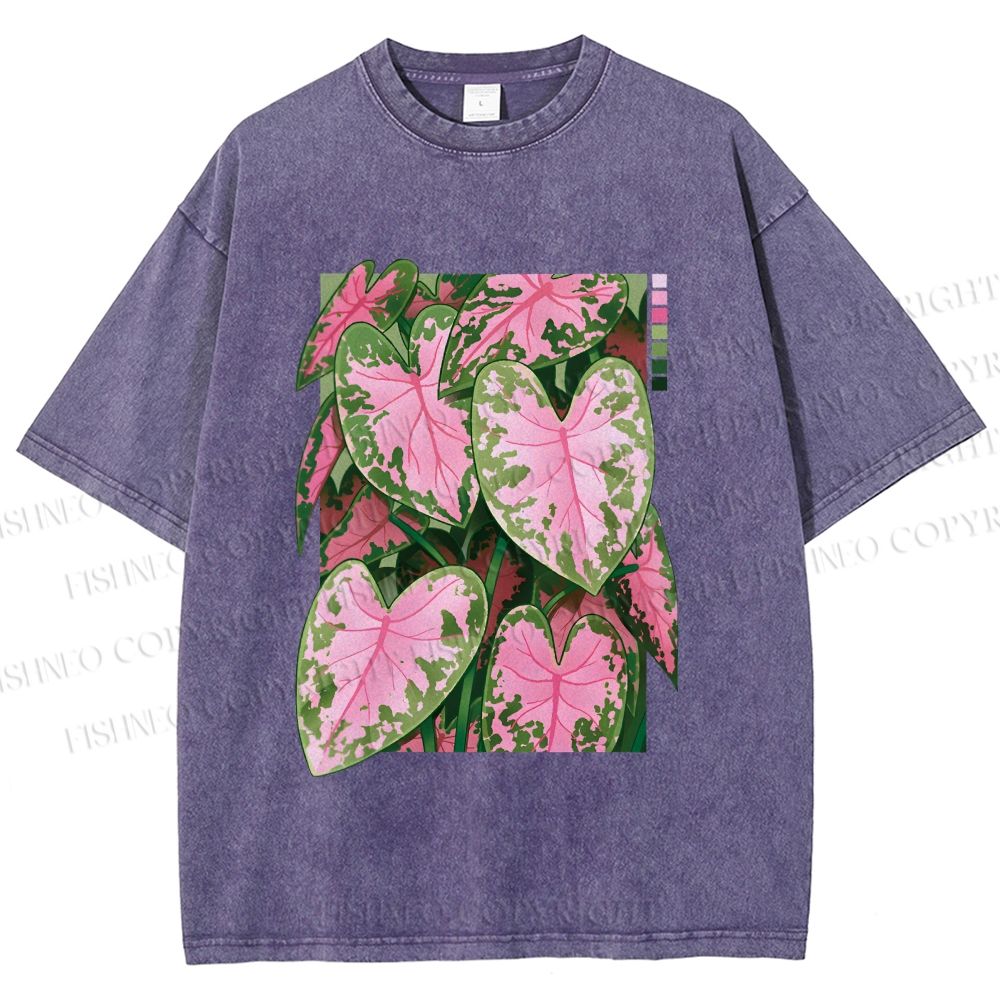 Unisex Caladium Printed Washed Tee