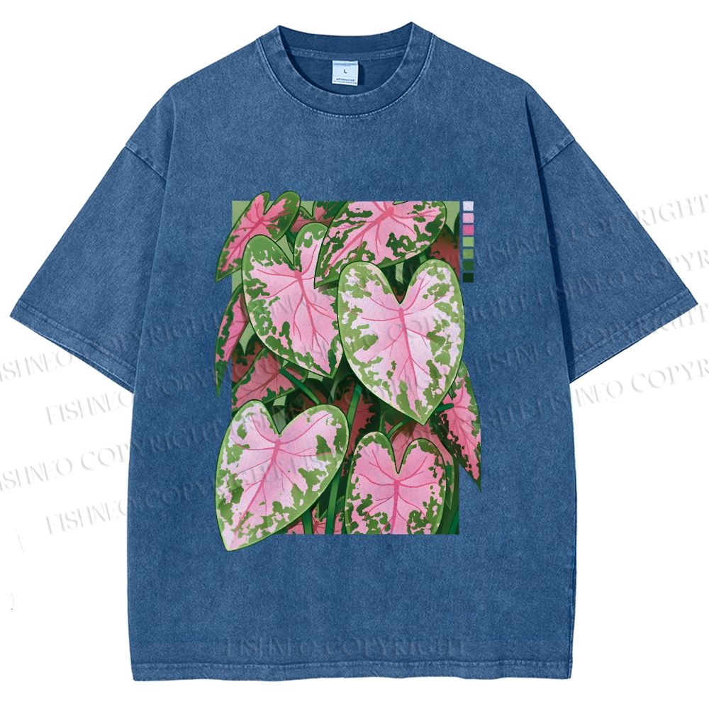 Unisex Caladium Printed Washed Tee
