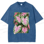 Unisex Caladium Printed Washed Tee