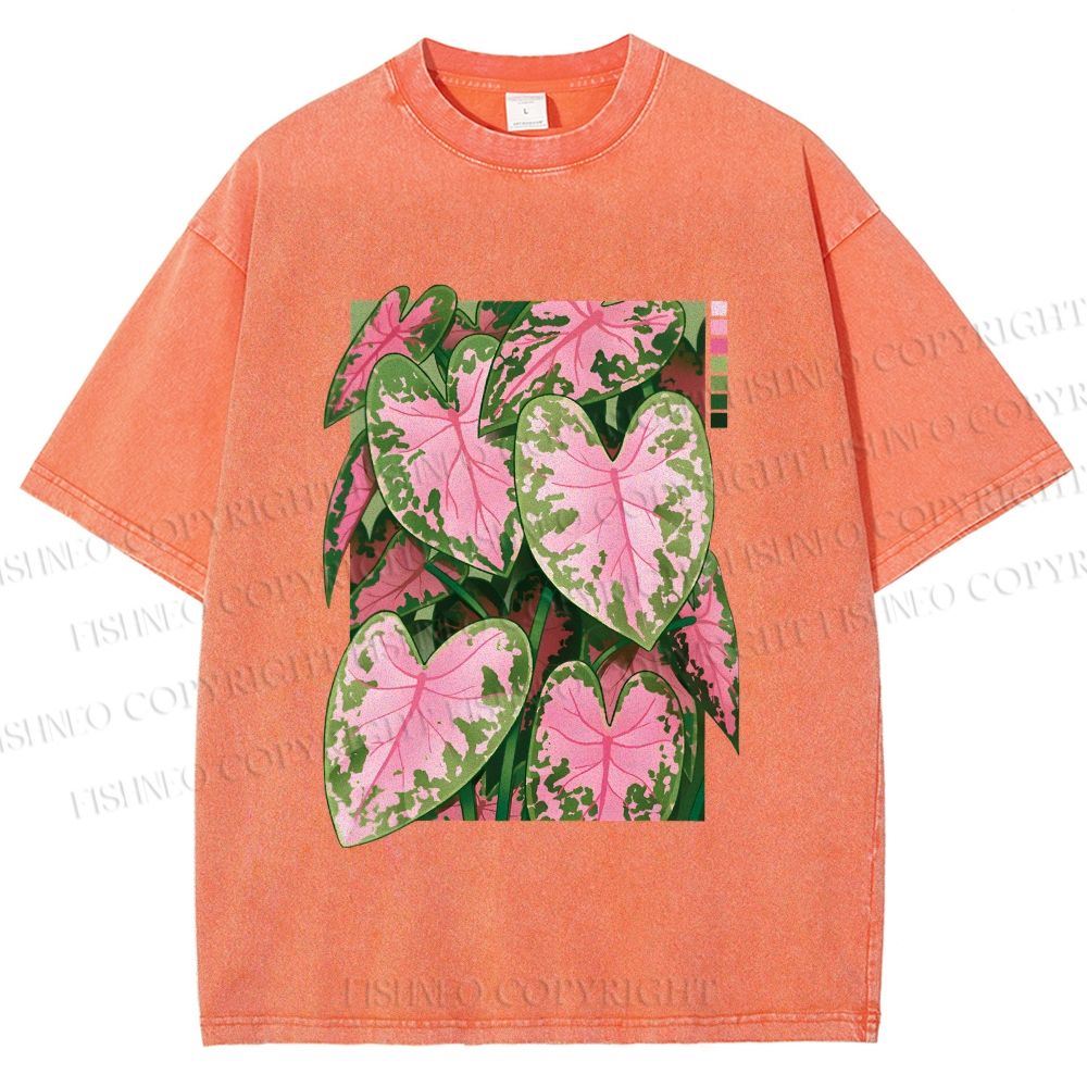 Unisex Caladium Printed Washed Tee