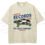 Unisex Turtle Records Printed Washed Tee