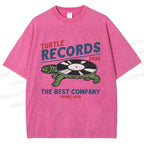 Unisex Turtle Records Printed Washed Tee
