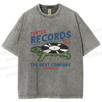 Unisex Turtle Records Printed Washed Tee