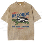 Unisex Turtle Records Printed Washed Tee