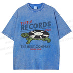 Unisex Turtle Records Printed Washed Tee
