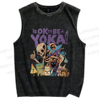 Unisex Ok yokai Vintage Printed Washed Tank Top